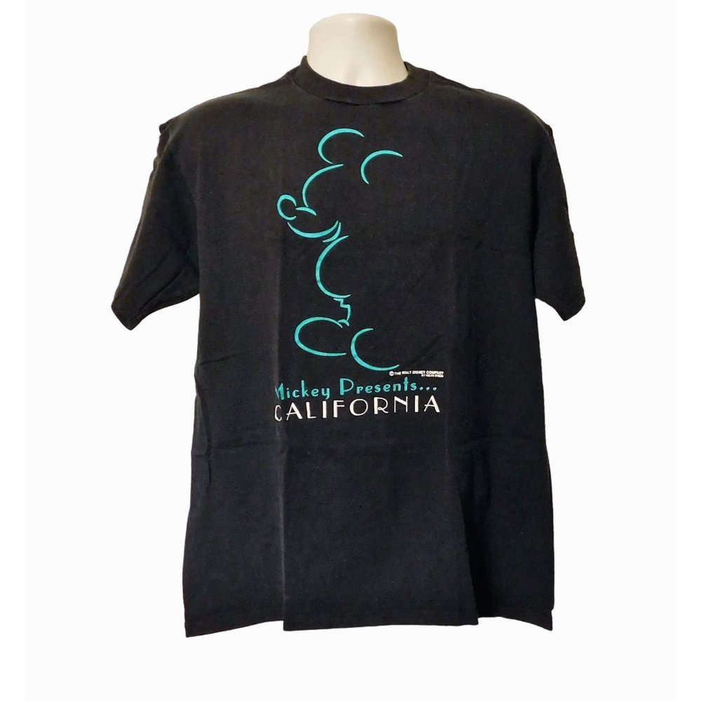 Mickey Presents California Tee Shirt L Black Velva Sheen Disney Mickey Outline